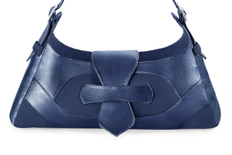 Dress handbag in prussian blue leather - Profile view